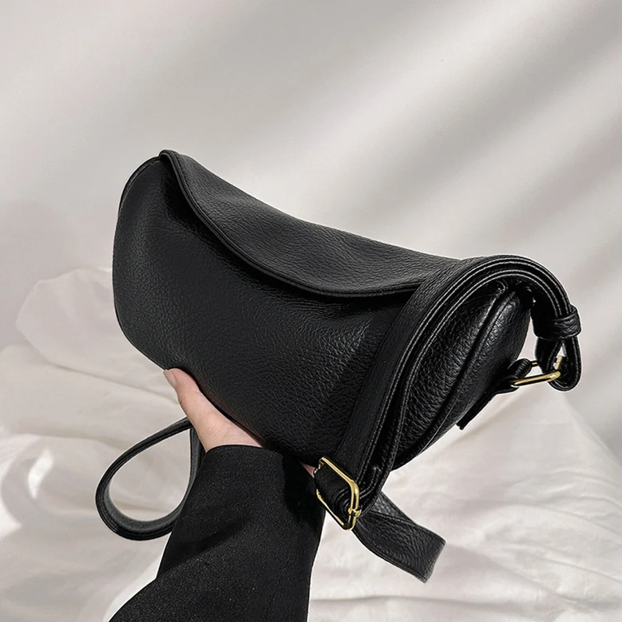 

Fashion new women's dumpling bag, shoulder bag, crossbody bag, trendy and versatile soft pu leather black bag commuting handbags
