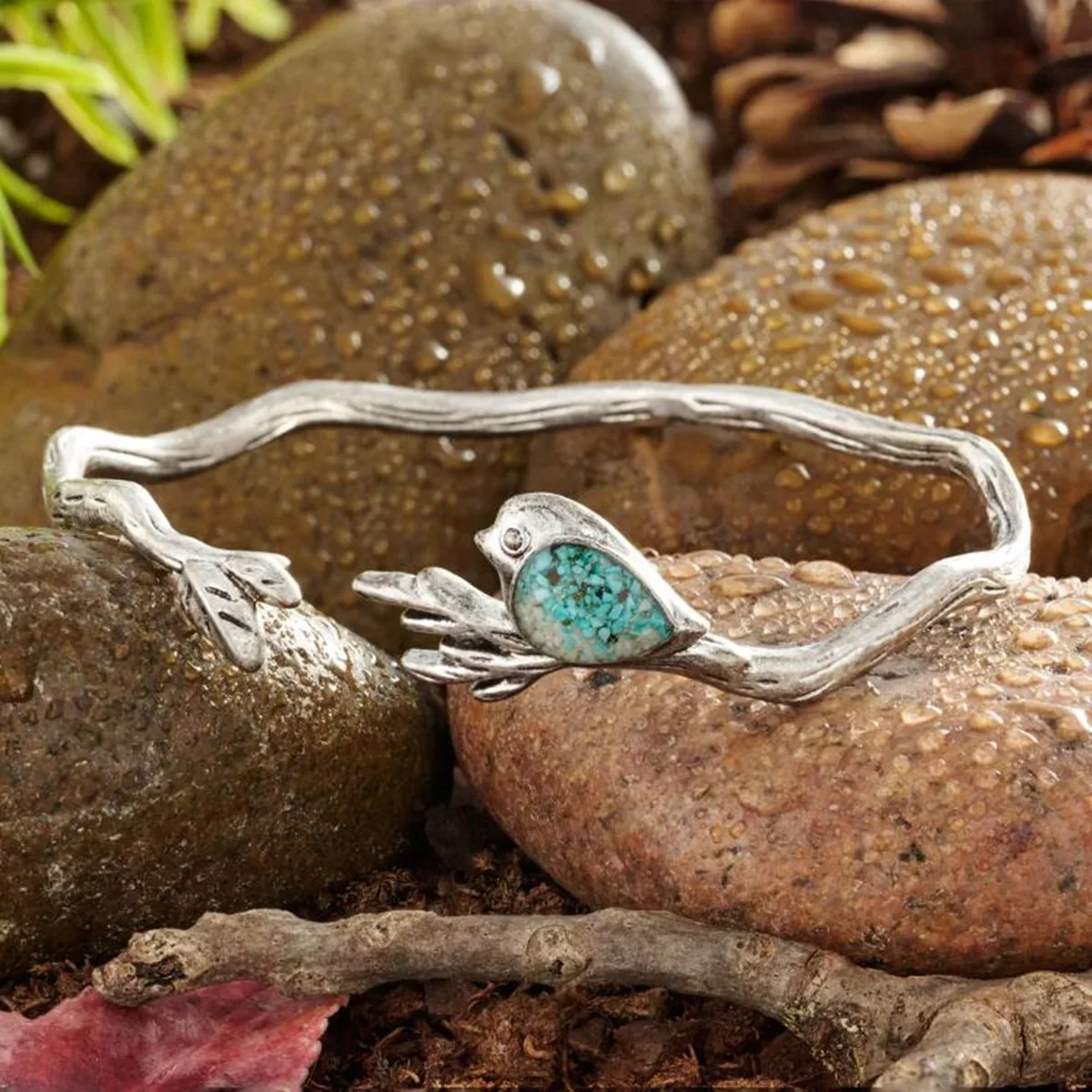 1 Pc Fashion Elegant Bird Animal Branch Creative Silver Color Bracelet Woman Party Prom Gift Jewelry