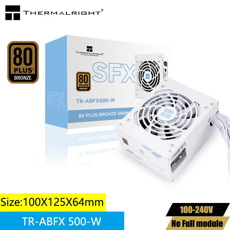 Thermalright TR-ABFX 500-W White SFX Bronze Direct Power Supply，Mini Power 100-240V full voltage Supports M-ATX or ATX chassis