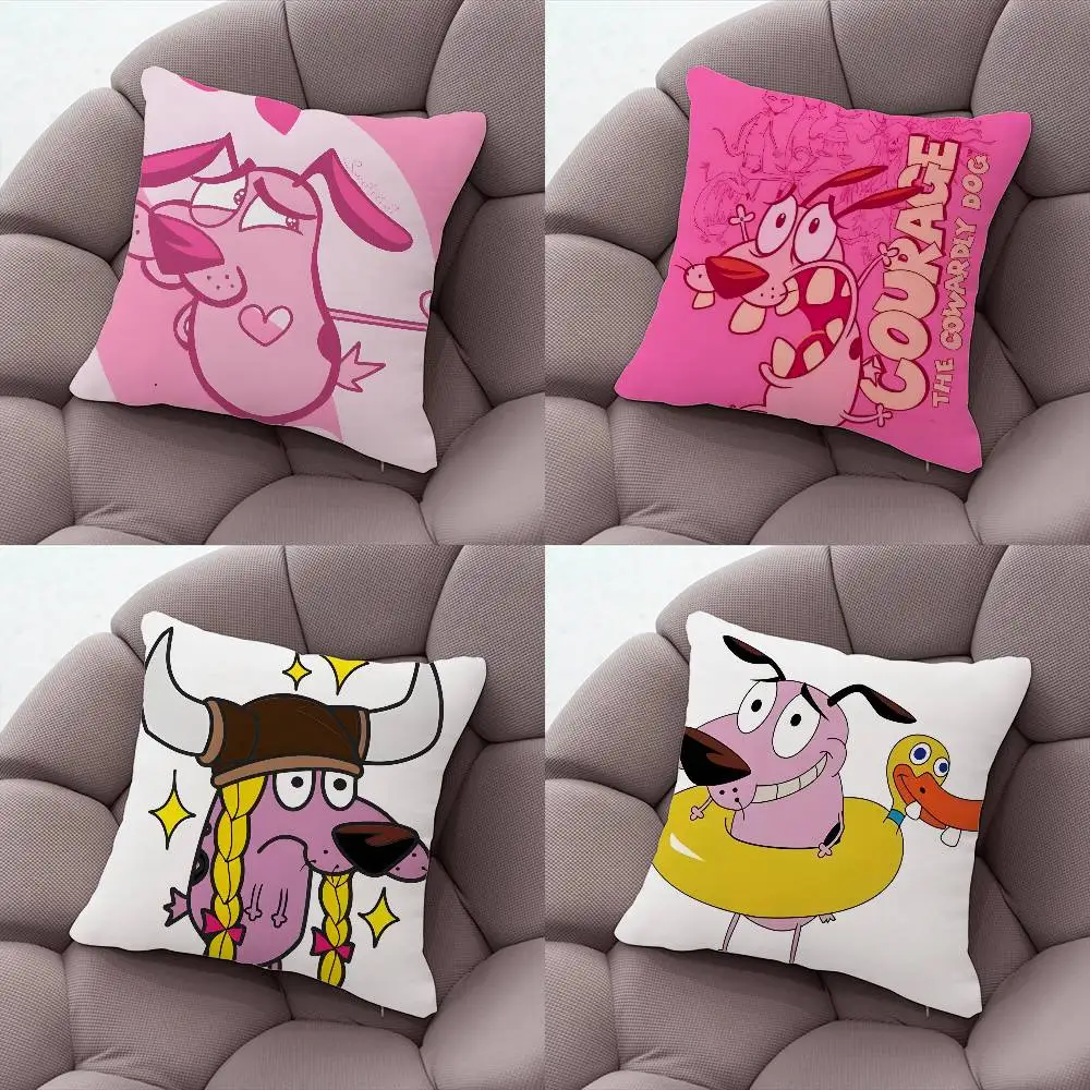 

C-Courage The Cowardly Pillow Case Silky Short Plush With Invisible Zipper Dustproof Sofa Cushion Cover For Home Decor