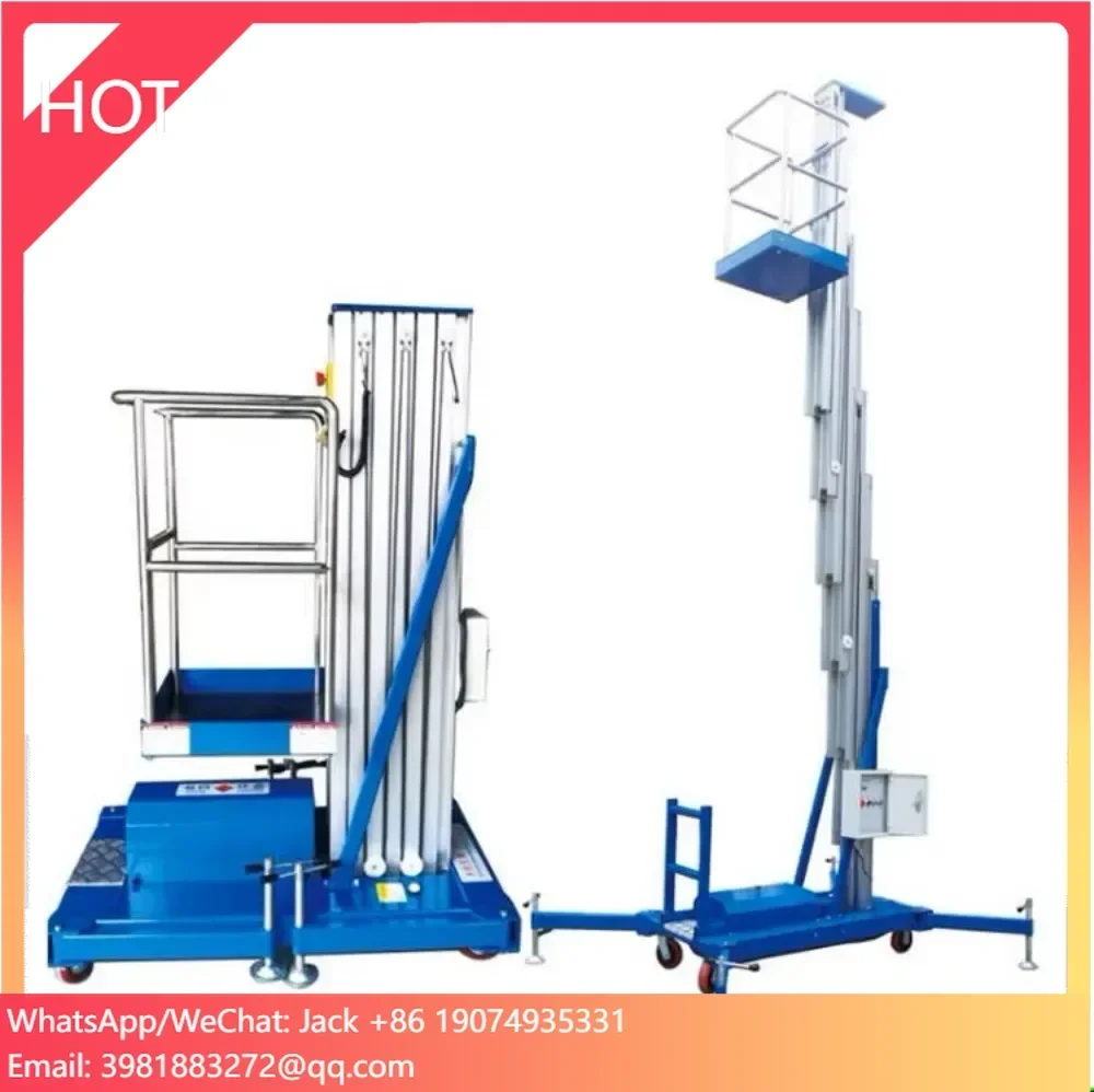 

Plug-in Type Electric Alum Working Lift Table 10 Meter Height 130kg Loading Capacity Moving Lift Manpower Move Small In Size