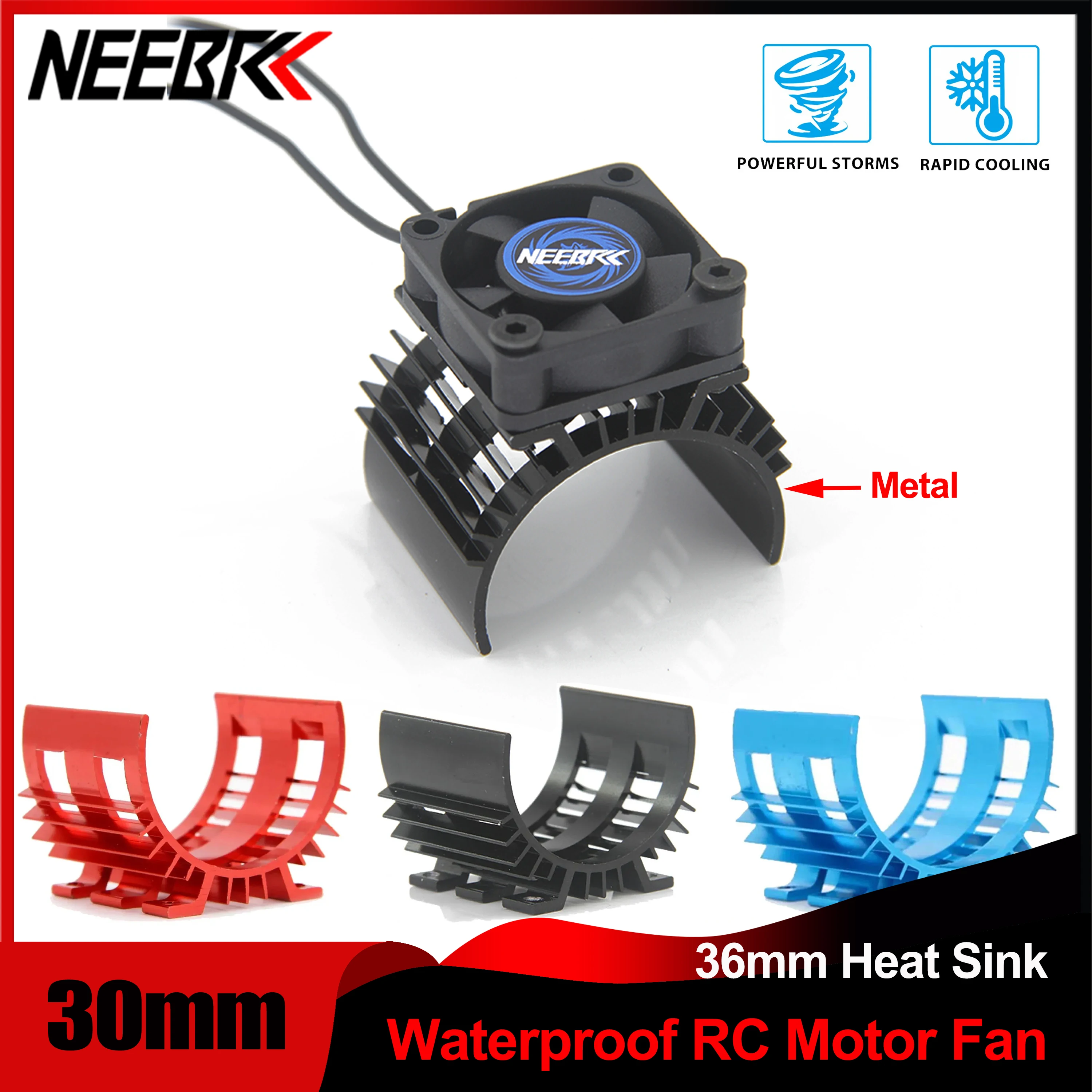 

NEEBRC 30mm RC Motor Cooling Fan Dual Ball Bearings 5V-12V 25000RPM Rapid Wind w/ Heatsink Holder for 3650 3660 Brushless Motor