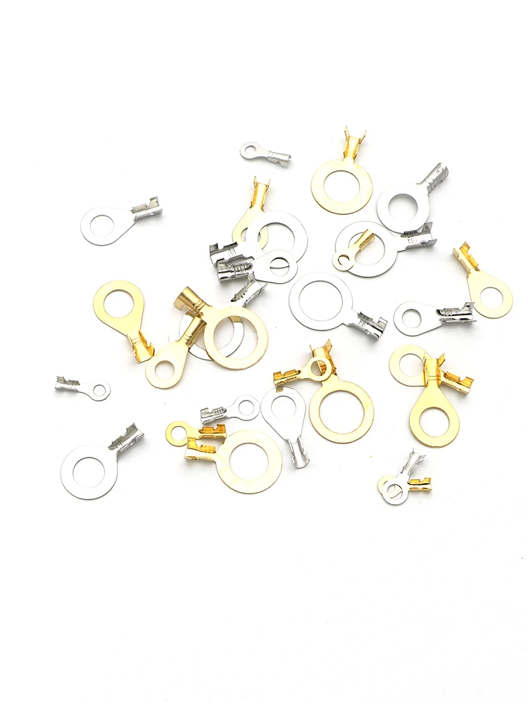 100 Pieces 14 Kinds Of Metal Lugs Tinned Ring Eyeliner Crimping Connector Eyelet Industrial Battery Cable Connection Clamp