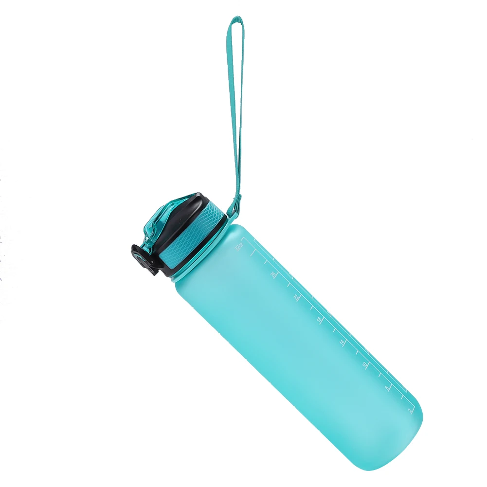 1000ml Plastic Frosted Cup Leakproof Straw Water Bottle BPA-Free Portable Drinking Cup with Time Scale for Fitness Cycling