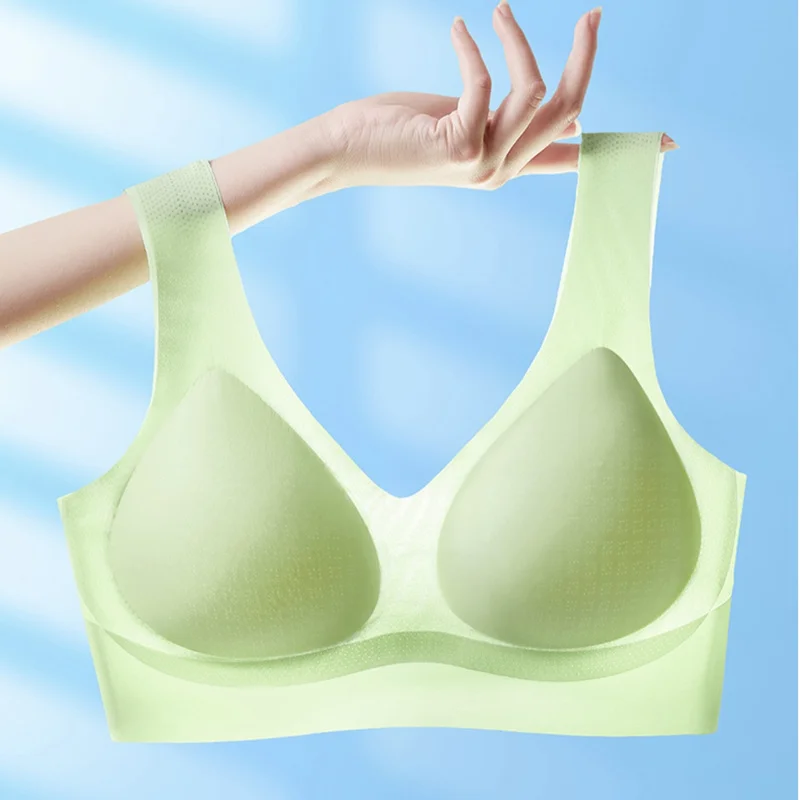 

Ultra-Thin Seamless Sexy Underwear Female Beauty Back Breathable Large Size Fat MM One-Piece Fixed Cup Wrapped Chest Bra