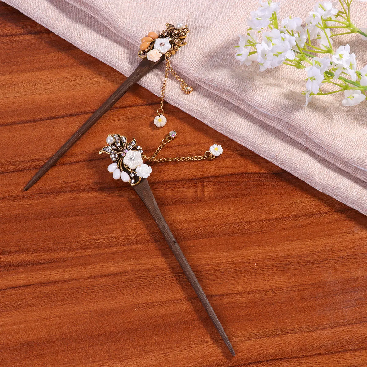 

2 PCS Hair Hairpin Wooden Bridal Accessories Vintage Chopstick Chopsticks Bride