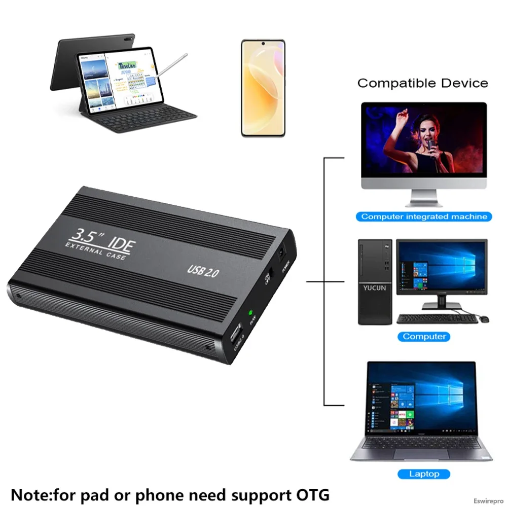 Do 3,5-calowego dysku twardego IDE HD 2,5-calowego dysku twardego USB2.0 Obudowa 2,5-calowa 3,5-calowa obudowa zewnętrzna do komputera stacjonarnego PC Laptop Telefon — zdjęcie produktu 5