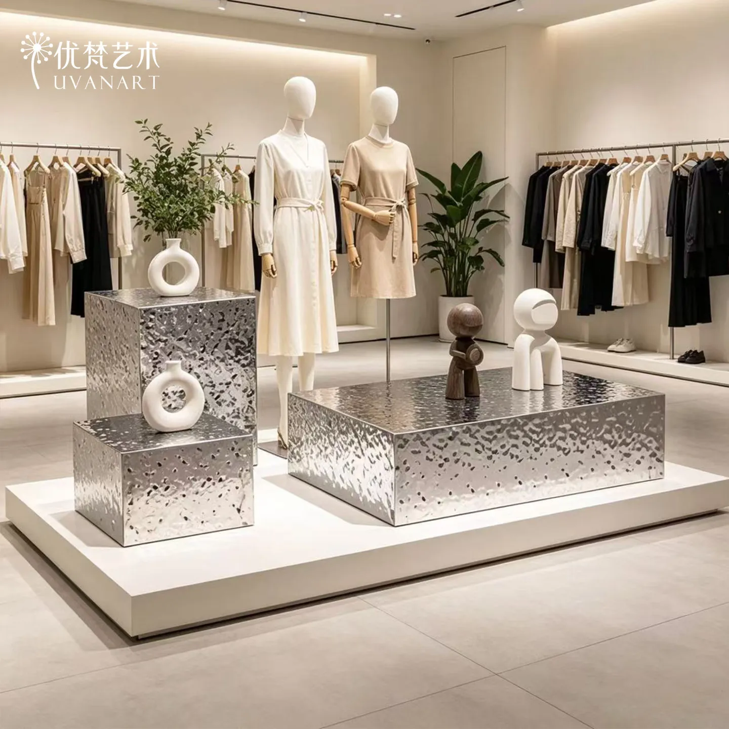 Mirror water ripple display table clothing store window display decorative props water table model platform