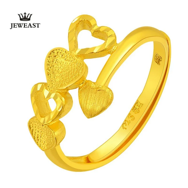 ZZZ 24K Pure gold Match the origin Flower heads ring HEART SHAPE wholesale unique Upscale Exquisite craftsmanship 999SOLID