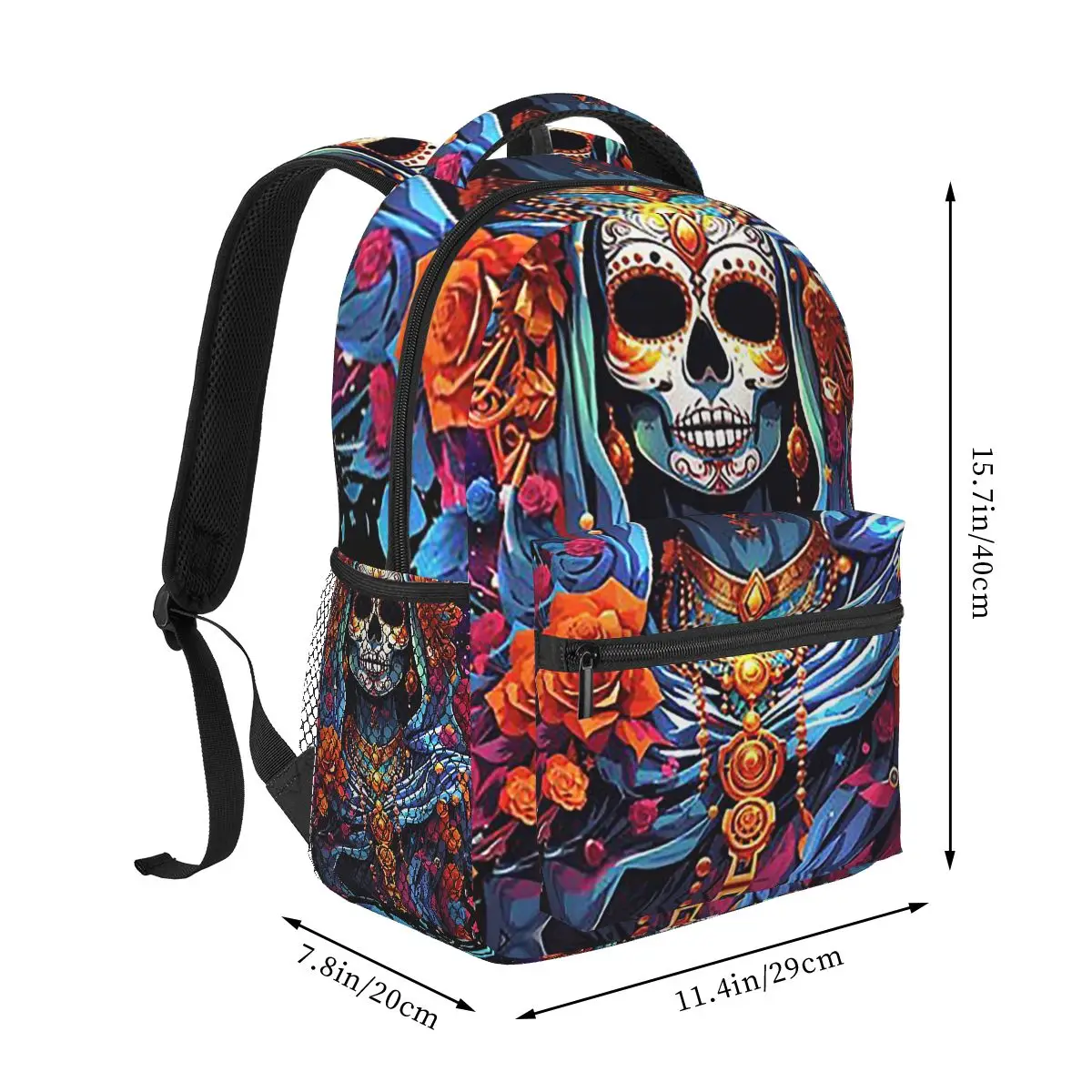 Santa Muerte Spanish Backpacks Boys Girls Bookbag Students School Bags Cartoon Travel Rucksack Shoulder Bag Large Capacity