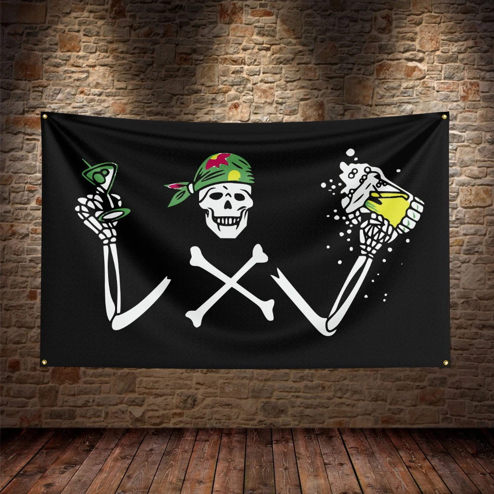 Skull Beer Flag For Decor