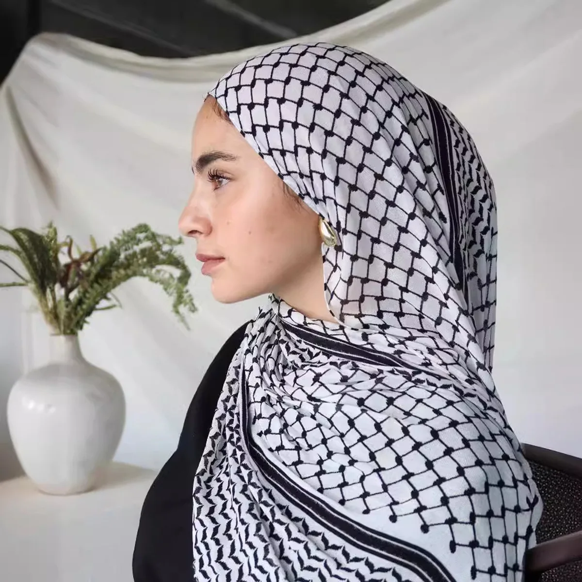 Print Dubai Chiffon Keffiyeh Abaya Damen Islam Hijab Women Hijabs Femme Turban Saudi Dubai Headscarfs