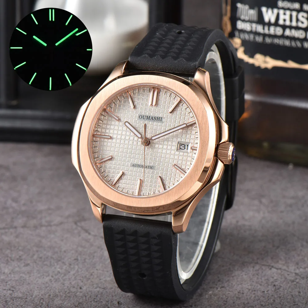 40mm NH35/NH70 relógio automático esportivo masculino com pulseira de borracha de movimento japonês genuíno NH35/NH70 5167A-001 pode personalizar o logotipo