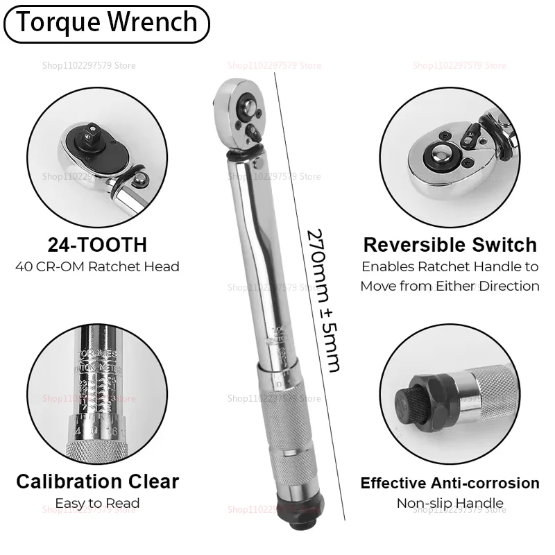 3/8 بوصة محرك انقر مفتاح العزم 19-110Nm مربع محرك اسئلة وجع إصلاح مفتاح البراغي أدوات يدوية مع صندوق أداة إصلاح