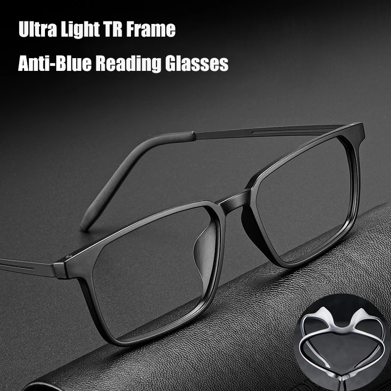 Pure Titanium Anti Fatigue Reading Glasses Men Women TR90 Anti-Blue Light Full frame Computer Spectacles Diopter +1.0 To +4.0