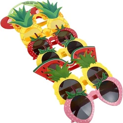 8Pcs Luau Party Fruit Shaped Glasses - Plastic Hawaiian Beach Photo Booth Props Fun Pineapple, Strawberry and Watermelon Eyewear