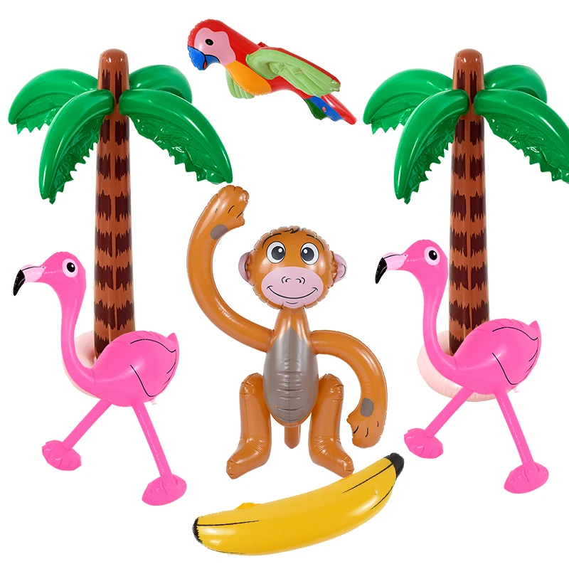 PVC Inflatable Balloon Summer Swimming Pool Beach Flamingo Parrot Coconut Tree Floating Toys Hawaii Holiday Party Decoration