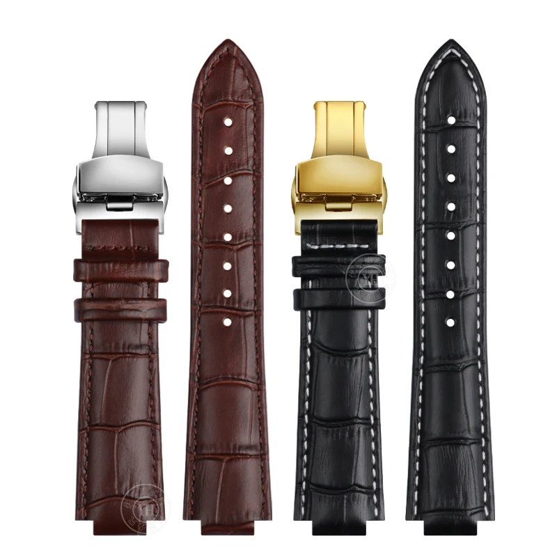 Genuine Leather Raised Mouth Watch Strap for LV Tambour Series TAMBOUR Q1121 Q114k QBB197/118 Cowhide Bracelet 18x10mm 21x12mm