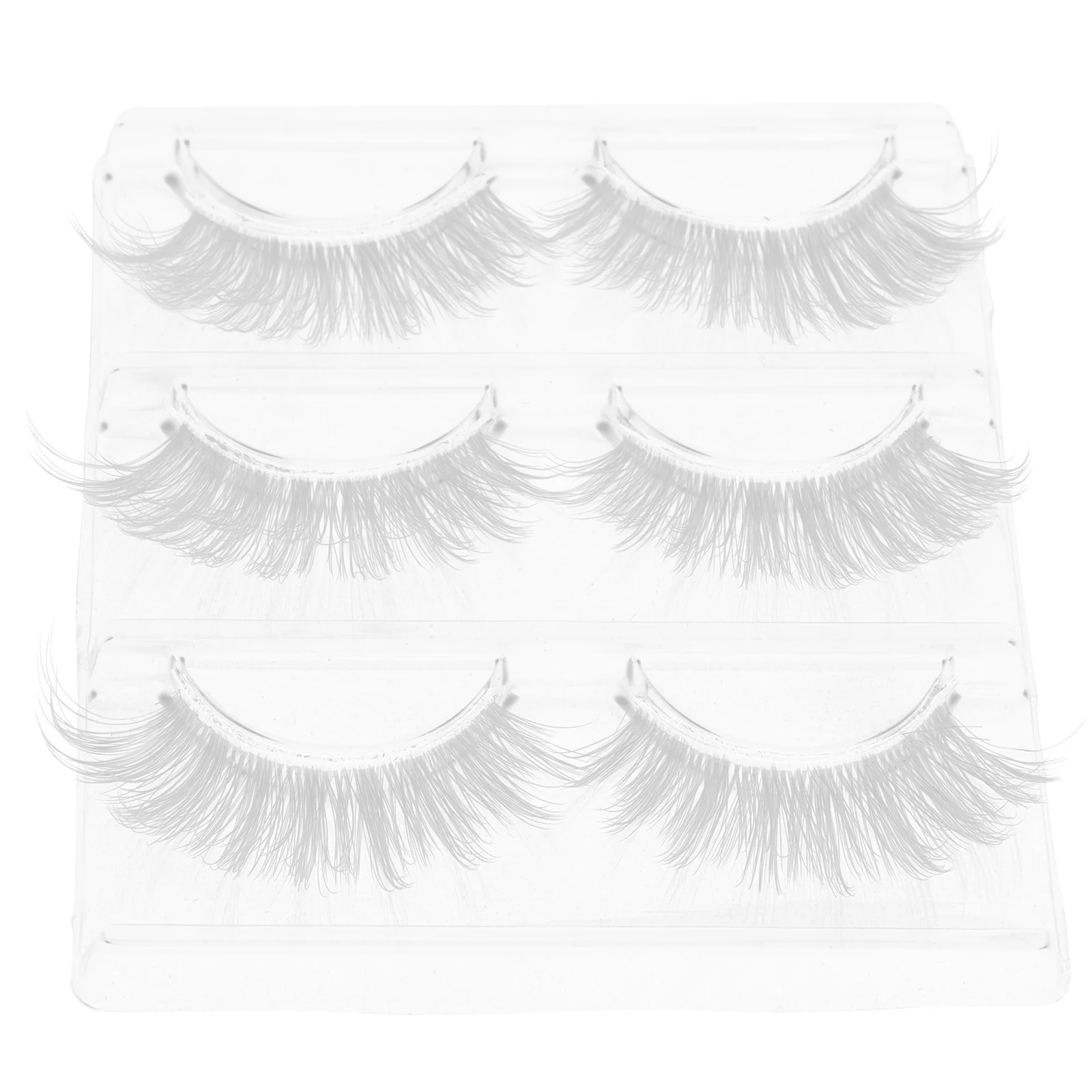 

3Pairs Fake Eyelash Artificial Fiber Lashes Reusable Lightweight Comfortable Makeup Lash Strip Set Bulk Holiday Style