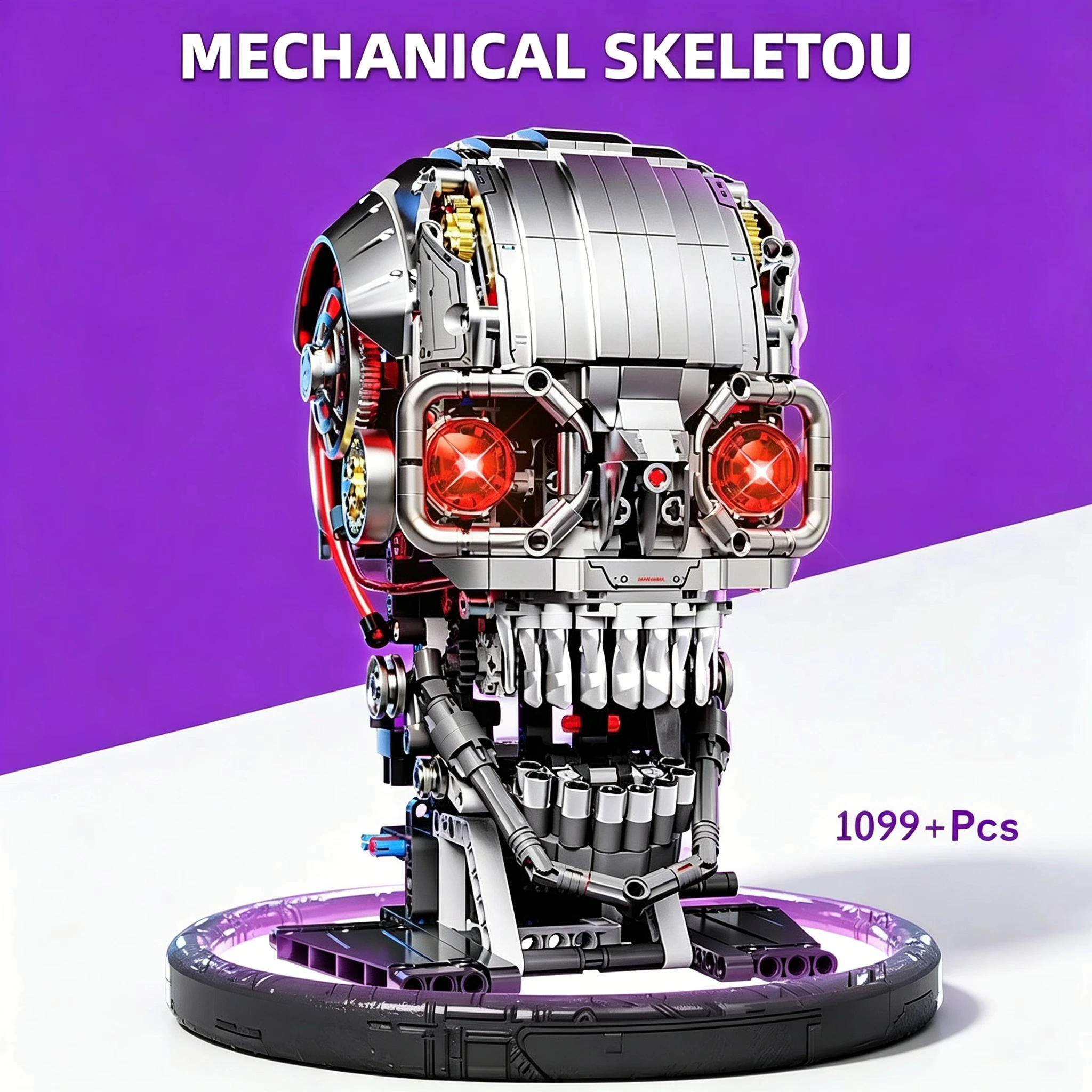 MJ Block Skull Building Blocks Mechanical Model Educational DIY Desktop Decoration Toy Children Adult Holiday Gift, 1099 Pieces