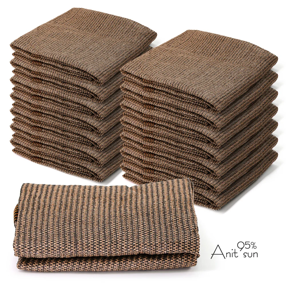 

95% Shading Rate Anti-UV HDPE Brown Garden Shade Cloth Sun Shade Net with Grommets Greenhouse Patio Lawn Pool Sunscreen Cover