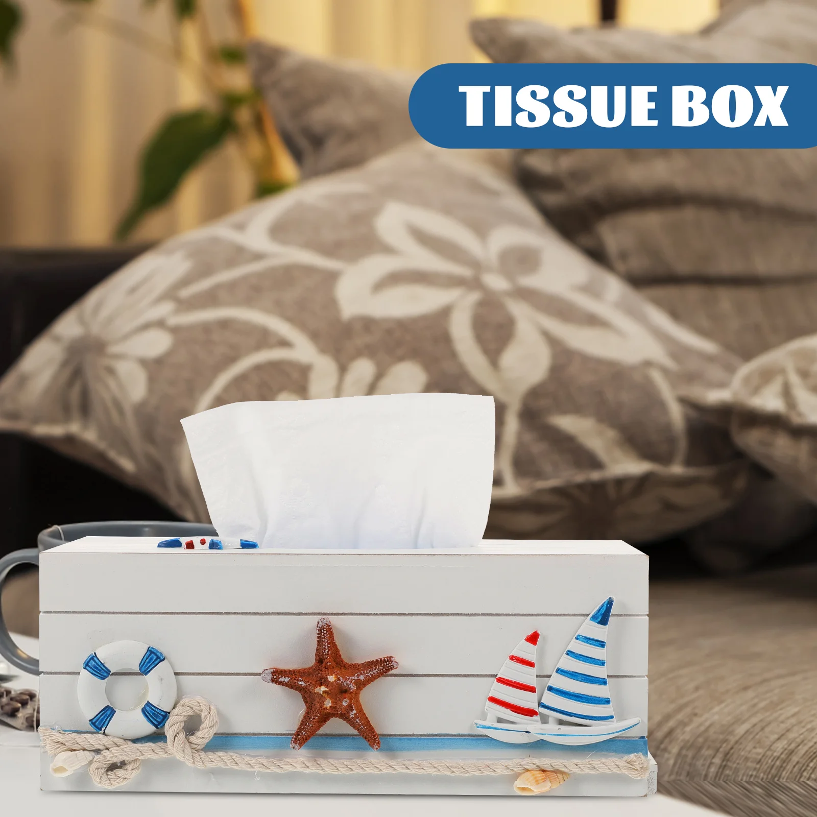 

Wooden Tissue Box Cover Shell Star Design For Home Office Bedroom Living Room Desktop Napkin Holder Storage Case