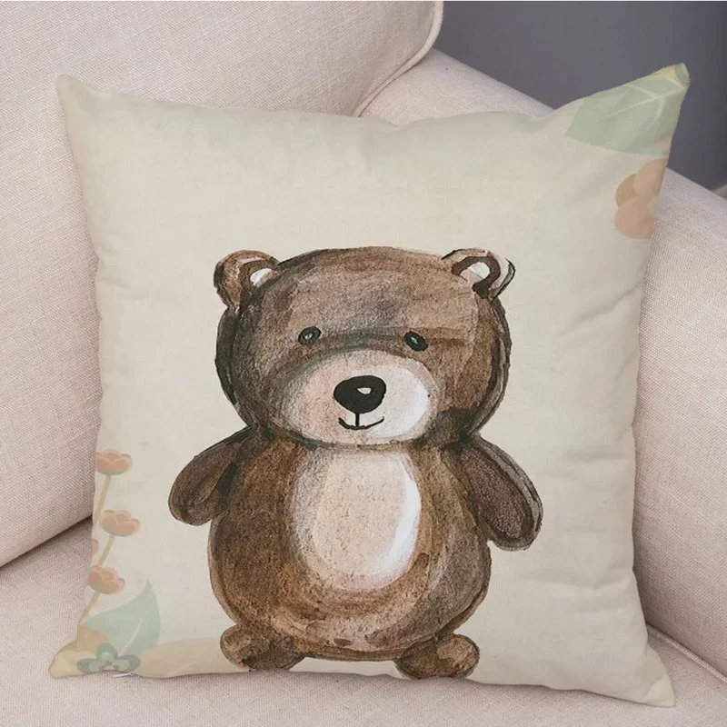 Cute Cartoon Animal Mat Set Fox Bear Act The Role of Rabbit Pillowcase Living Room Bedroom Sofa Decorative Pillowcase