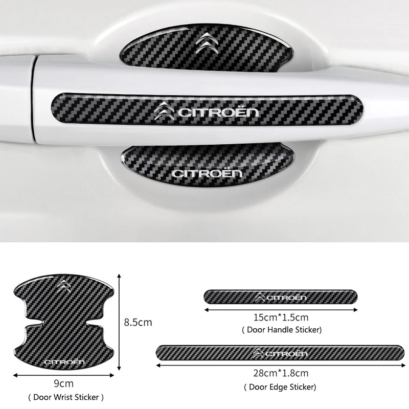 4/8 pçs adesivo de limiar do carro com alça da porta tigela adesivo protetor contra riscos para citroen c1 c2 c3 grand c4 picasso c4l vts