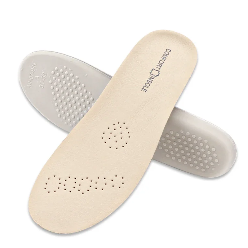 Genuine Leather Comfortable and Breathable Sports Insole, Sweat Absorbing, Antibacterial and Odor Resistant Latex Insole