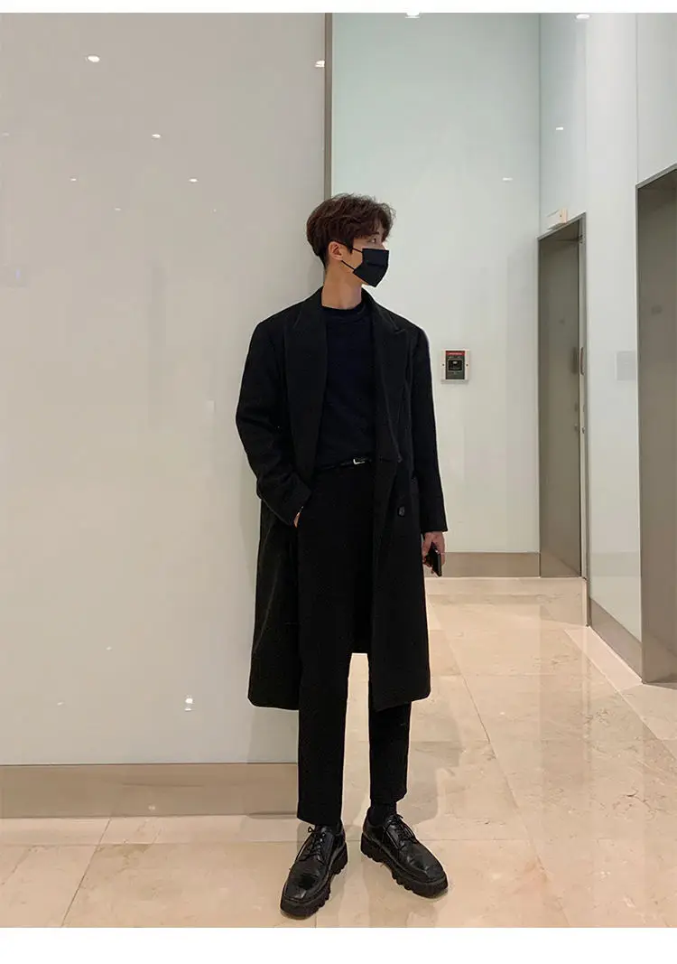 

Trench Coat Elegant Mens Balmacaan Chiffon Mid-Length Demi-Season Reflecting Pure Homme Carnivals Fortune German Shoulder Coffee