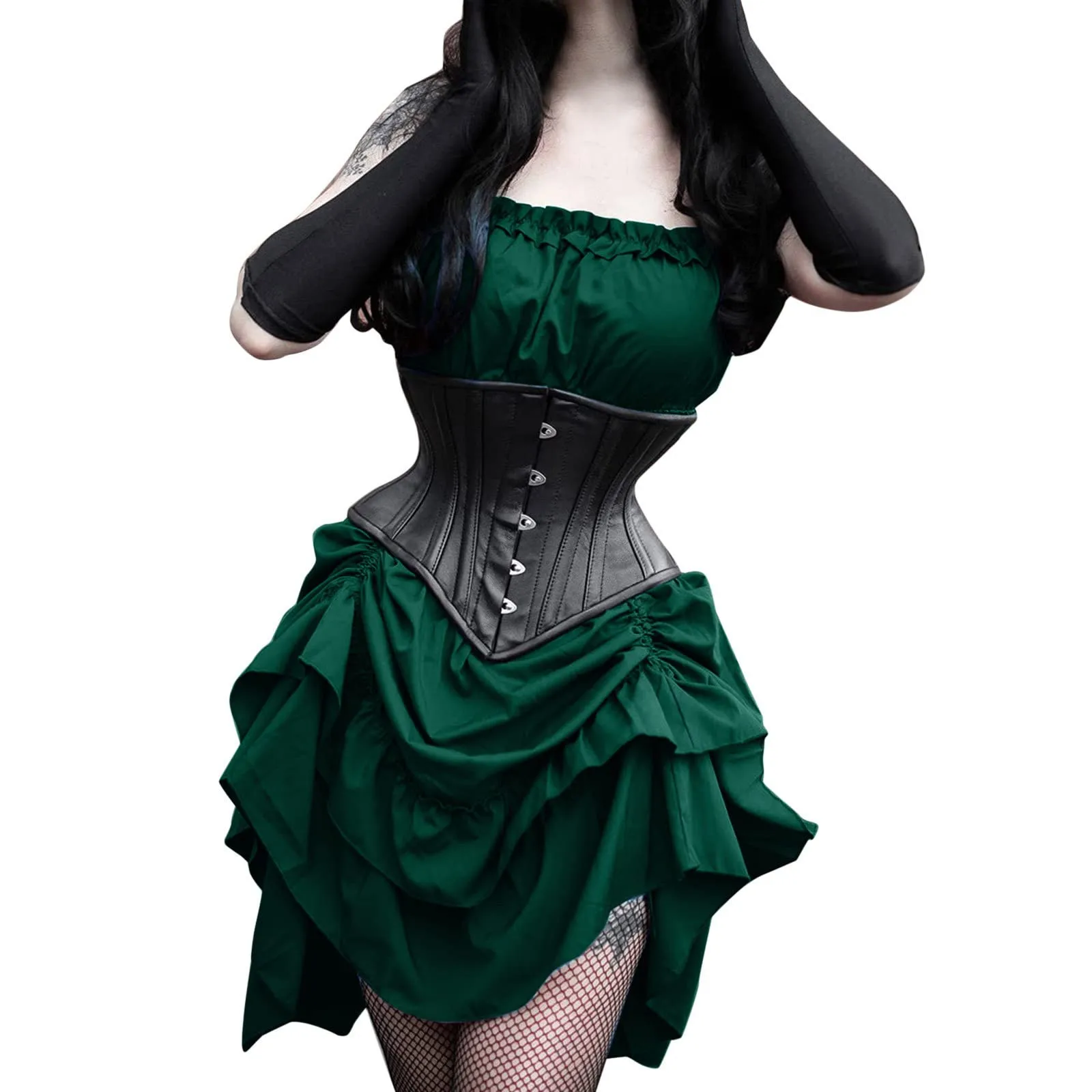 Renaissance médiévale elfe princesse Lolita sans manches femmes taille Corset Steampunk robe gothique Vintage Pirate Cosplay Costumes