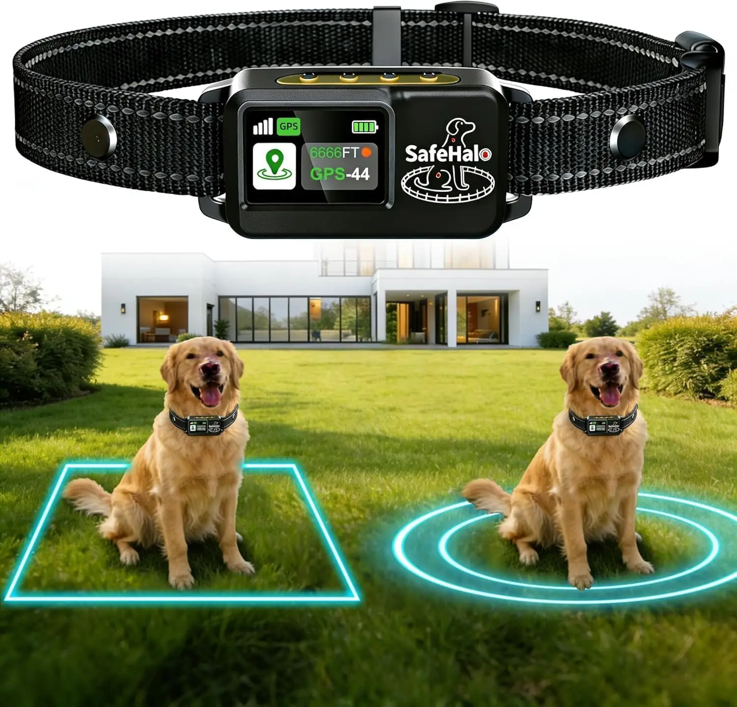 GPS Wireless Dog Fence System –No Subscription Electric Anti Escape Collar Waterproof,Circular 65-9,840 ft & Irregular Fence,3 M
