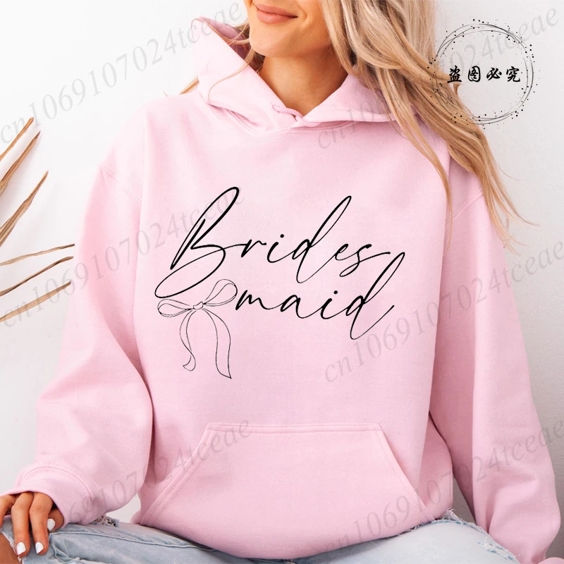 

Модные женские толстовки с капюшоном, персонализированные толстовки с графическим принтом для подружек невесты, повседневная спортивная одежда, женские свитшоты, топы для свадебной вечеринки