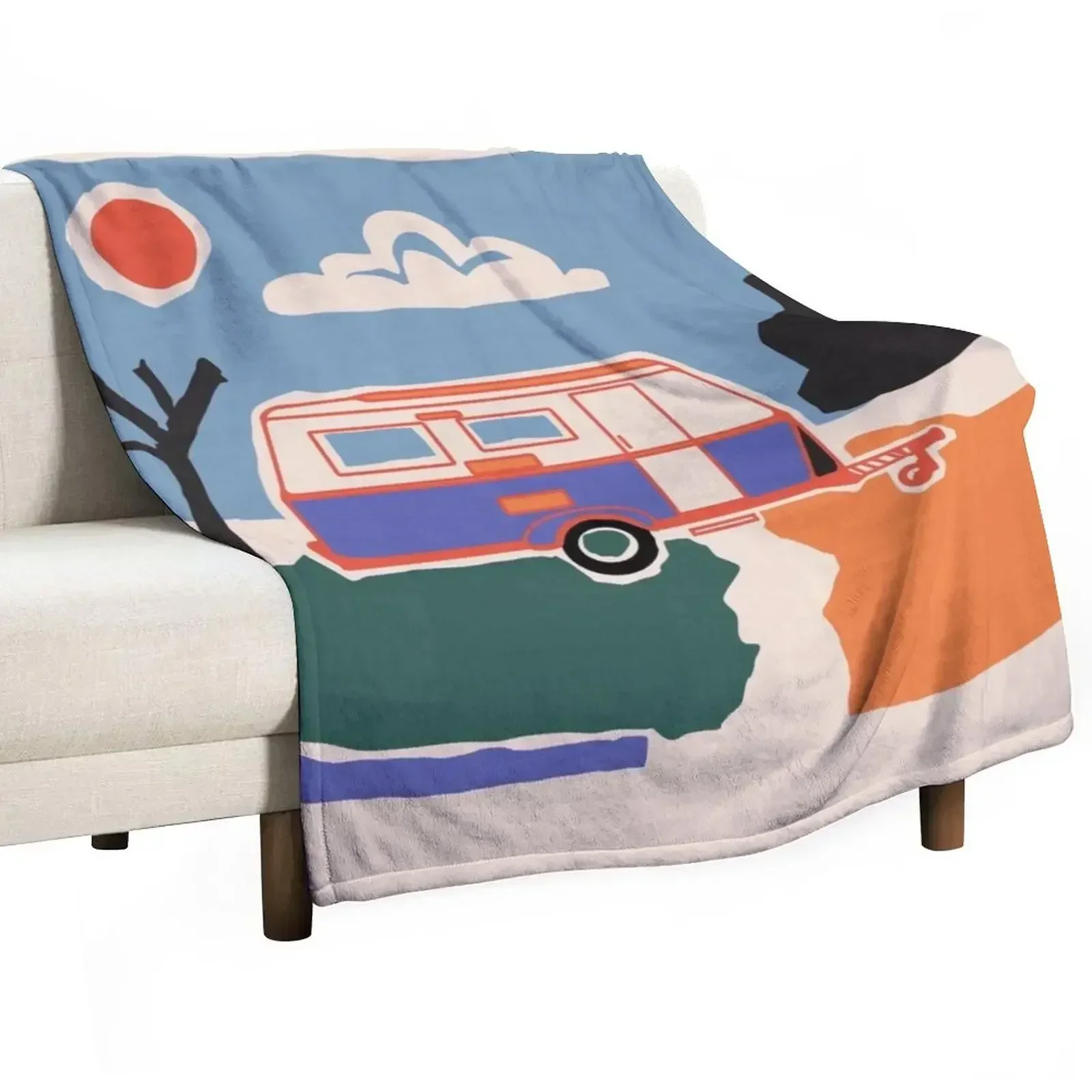 Retro Vintage Caravan Throw Blanket Furrys Cute Hairy Quilt anime Decorative Sofas Blankets