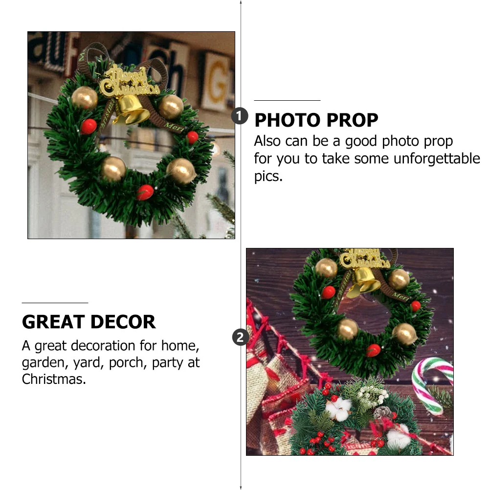 

1Pcs Miniature Christmas Wreath Exquisite Dollhouse Accessory Hanging Decoration Unique Xmas Festival Wreath Mini Craft Ornament