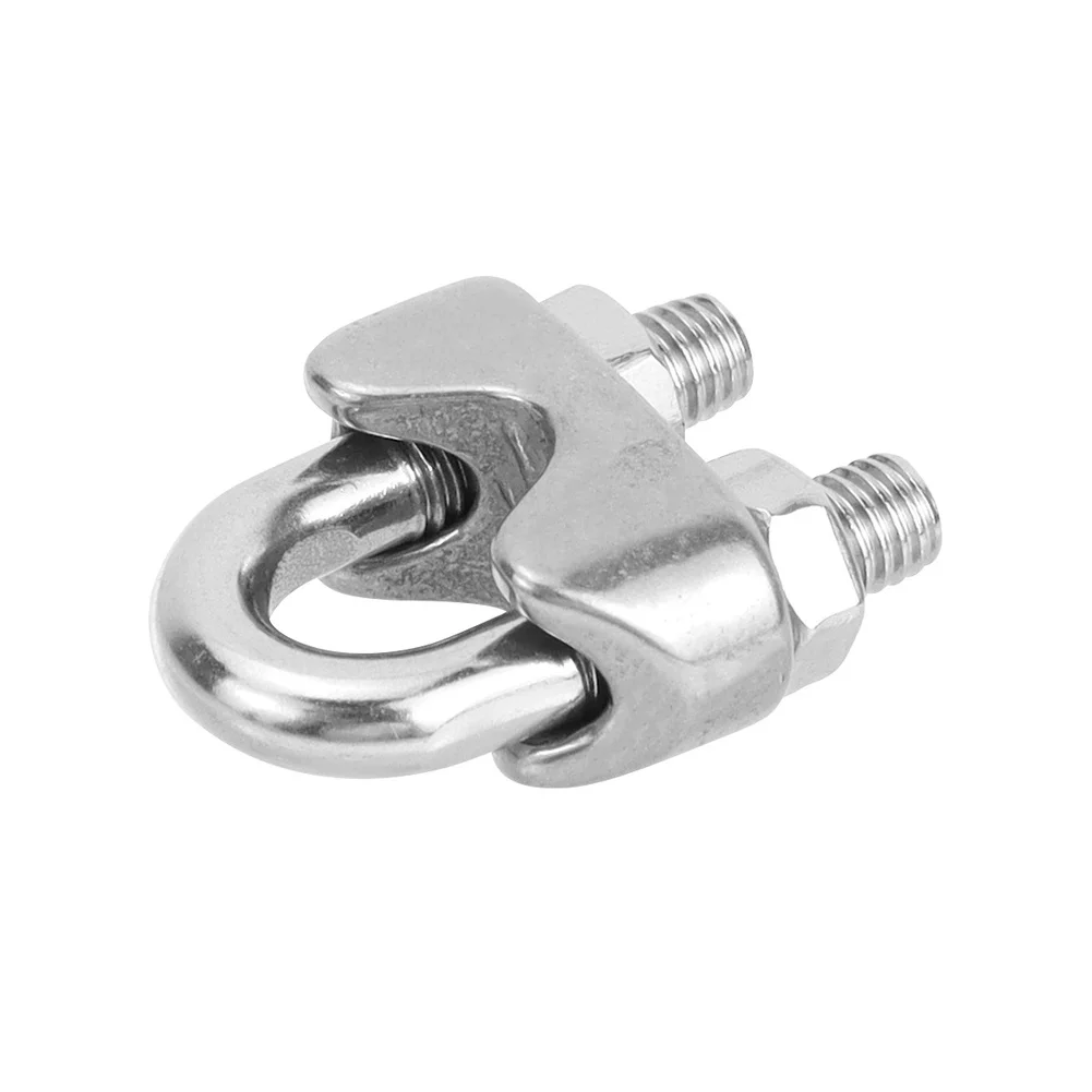 8PCS M5 Stainless Steel Cable Clamps with 4 Thimbles 3/16 and 8mm Hex Wrench for Rope Securing and Barrier Building
