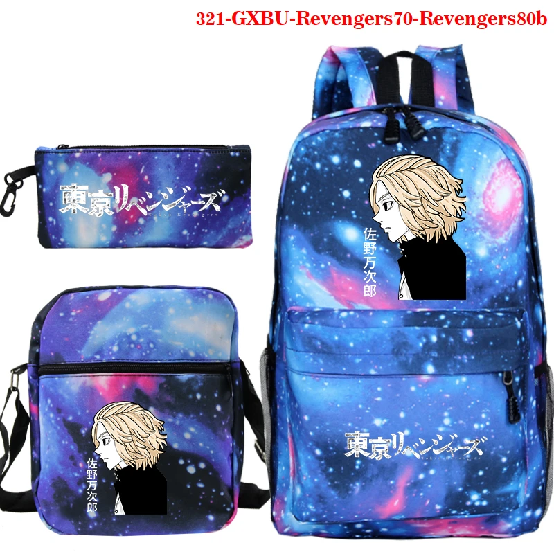 Fashion 3pcs/set Schoolbag High Capacity Casual Backpacks Women Shopping Bag Pencil Case Tokyo Revengers Anime Backpack