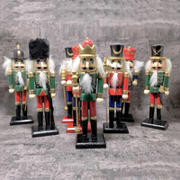 18cm Puppets Doll Toy Chunky Wooden Painted Walnut People Nutcracker King, Soldiers, Band Children Christmas Gift Toy,HT249