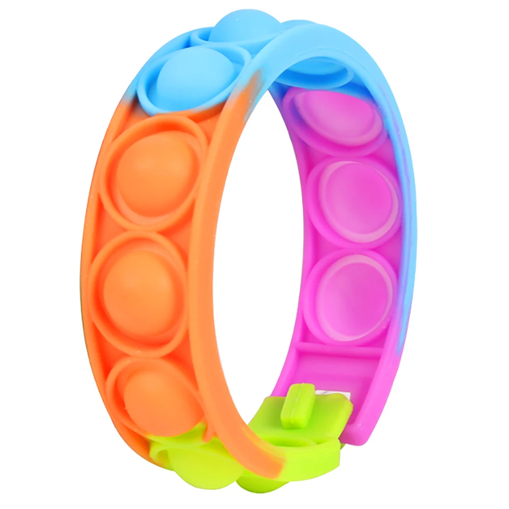 YUXI 1Pcs Pops Bubble Decompression Bracelet Stress Relief Toy Anti Stress Relief Colorful Silicone Bracelet Adult Kids Toy