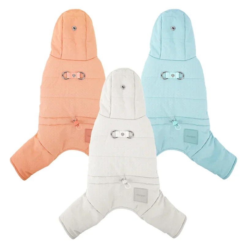 Autumn Winter Pet Four Legged Hooded Jacket Jumpsuit Teddy Small Dog Parkas Pulled Worn with Thick Pet Clothing Puppy Clothes