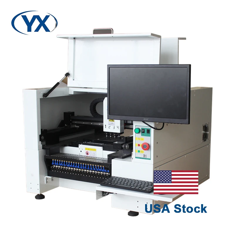 Stock in USA Automatic 4 Head 38 Feeders SMT Led Chip Mounter Production Line SMT380 Desktop Pick and Place Machine for Pcb