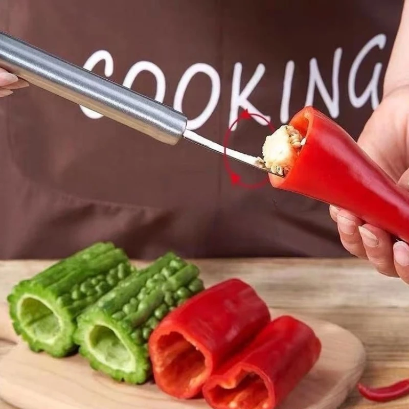 Multi-Purpose Stainless Steel Pepper Corer Tool Easy Bell Pepper & Tomato Seed Remover Essential Kitchen Gadget view 2
