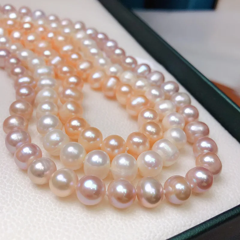 

AAA 8-9 мм Японское белое розовое фиолетовое жемчужное ожерелье akoya 18 дюймов 925s