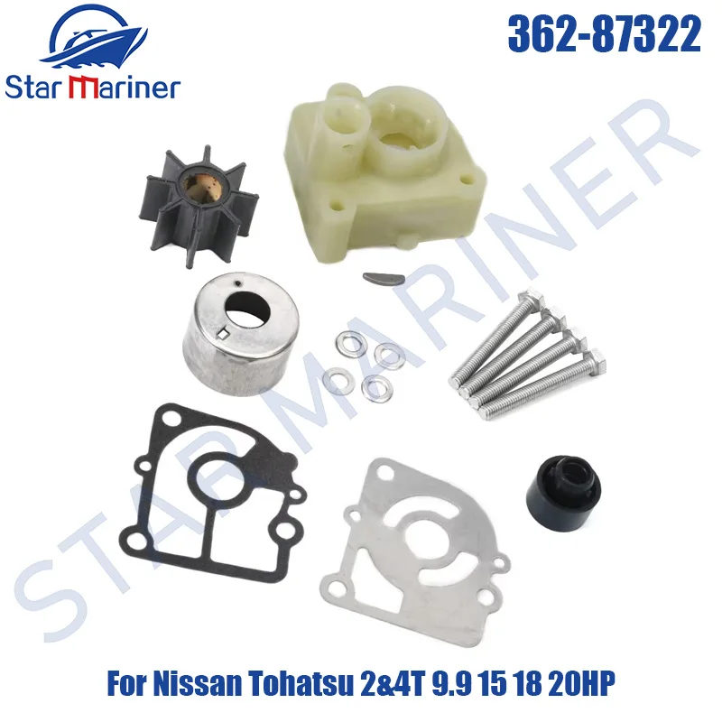 362-87322 Water Pump Repair Kit for Nissan Tohatsu Outboard Motor 2 & 4 Stroke 4-50 HP 369-87322 3B2-87322 361-87322 3C8-87322