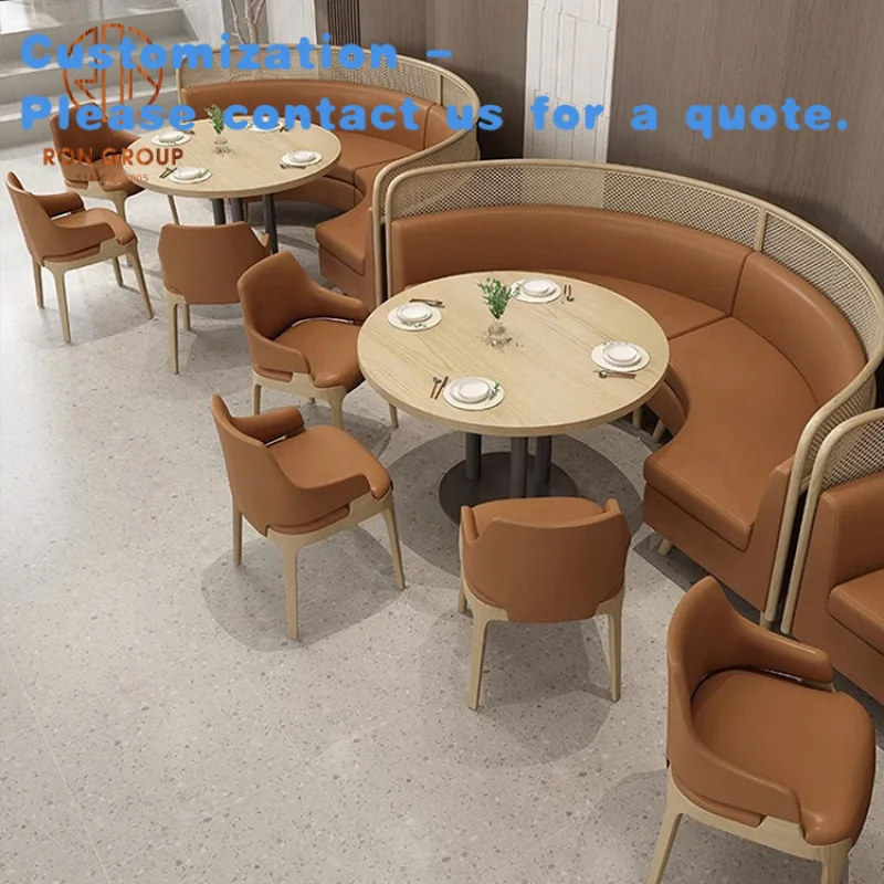

custom.Modern Luxury Half Circle Curved Hotel Hospitality Wood Commercial Leather Restaurant Furniture Booth Seating Table Chair