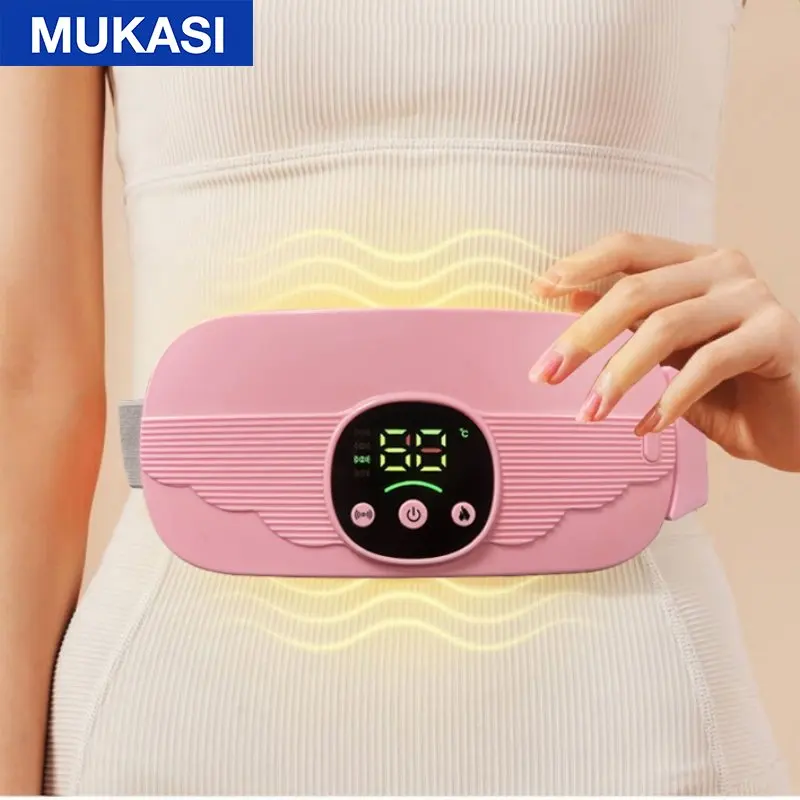 Menstrual Heating Pad Smart Warm Palace Belt Waist Vibration Massage Device Abdominal Massager for Cramps Period Pain Relief