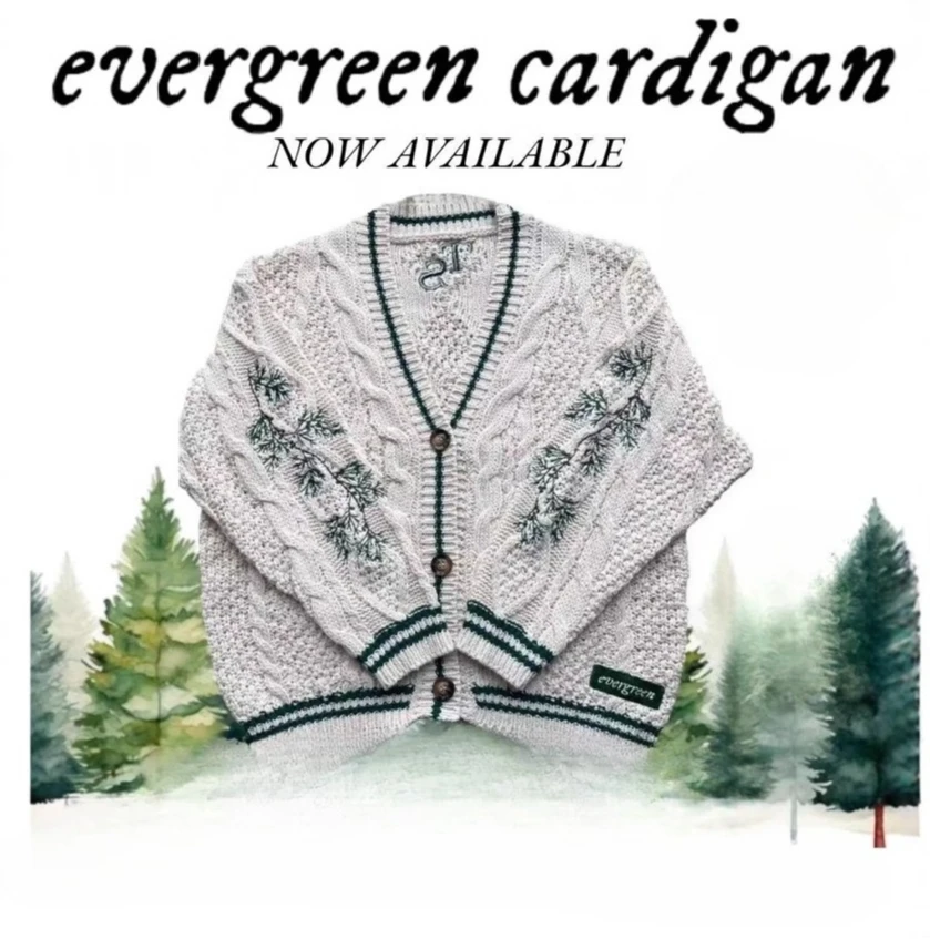 

American Vintage Evergreen Embroidery Knitted Cardigan Women Autumn Winter Casual Loose Single-breasted Sweater Coat Suter Mujer