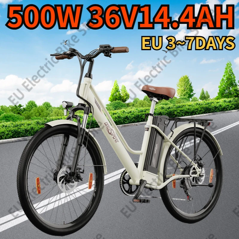 OT18 Electric Bike 500W Brushless Motor 36V14.4Ah Lithium Battery Aluminum alloy City Ebike 26 inch Tire Adult Electric Bicycle