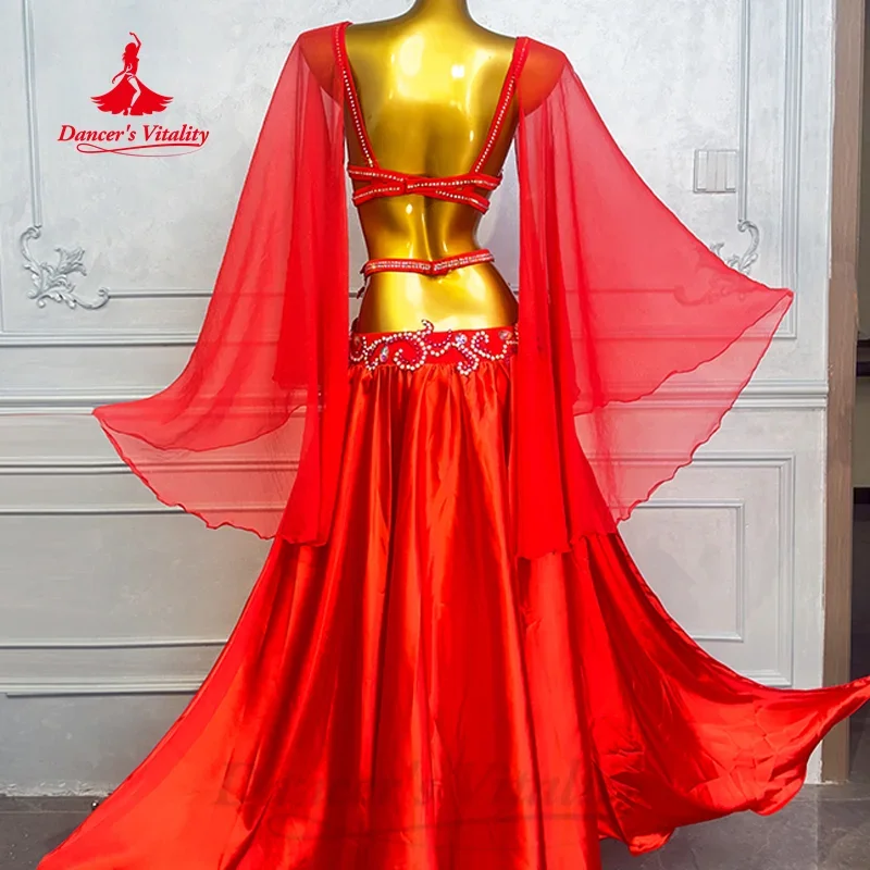 Костюм для танца живота для женщин, индивидуальный атласный комплект с камнями AB для взрослых, костюмы для восточных танцев, профессиональные костюмы для выступлений