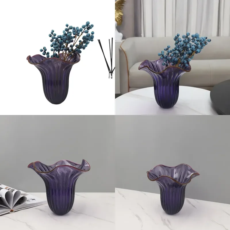 Modern Simple Lace Cabbage Shape Glazed Flower Ornaments for Porch Living Room Bedroom Hotel Study Home Accessories